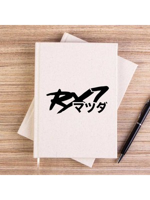 Zepplin Giyim Mazda Rx7 Japon Logo Krem Çizgisiz Kanvas Defter Çizgisiz