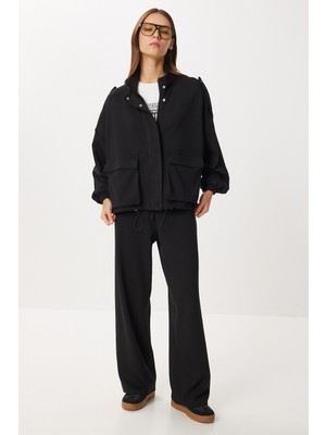 Happiness İstanbul Kapaklı Cepli Modal Alt-Üst Takım LBY0025 Siyah