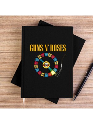 Zepplin Giyim Guns N Roses Plak Siyah Çizgisiz Kanvas Defter Çizgisiz
