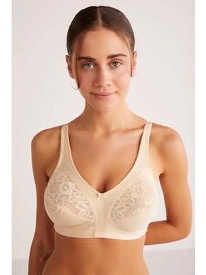 Kom Kadın Barbara Telsiz Kapsız Dantelli Toparlayıcı Sütyen Ten
