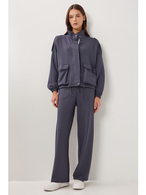 Happiness İstanbul Kapaklı Cepli Modal Alt-Üst Takım LBY0025 Füme