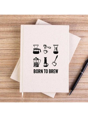 Zepplin Giyim Barista Born To Brew Krem Çizgisiz Kanvas Defter Çizgisiz