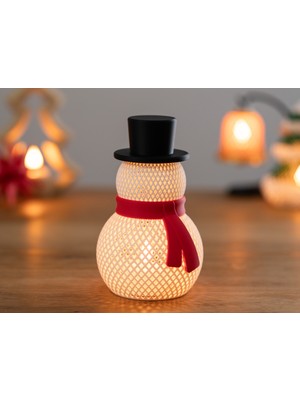 Kardan Adam Ledli Biblo Yılbaşı Dekorasyon LED Mum Hediyeli Hediyelik Dekoratif Obje 18 cm Christmas