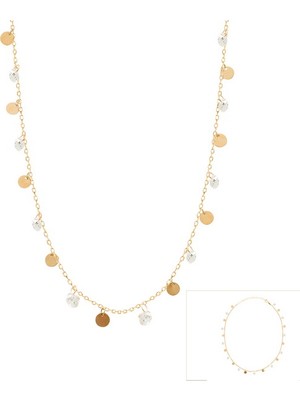 Emiliano Jewellery Emılıano Jewellery 925 Ayar Gümüş Pullu ve Zirkonlu Charms Kolye