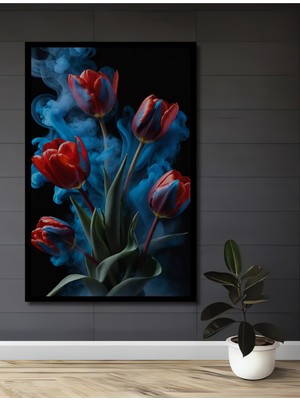 Teona Ahşap Çerçeve Görünümlü Mistik Lale Rüyası Dekoratif Ahşap Mdf