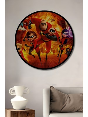 Teona Ahşap Çerçeve Görünümlü Inanılmaz Aile Ahşap Mdf Dekoratif   Yuvarlak