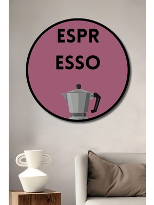 Teona Ahşap Çerçeve Görünümlü Espresso Tasarımlı Ahşap Mdf Dekoratif   Yuvarlak