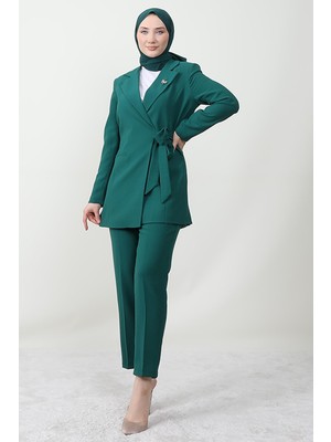 Giza Store Taşlı Broşürlü Takım Zümrüt