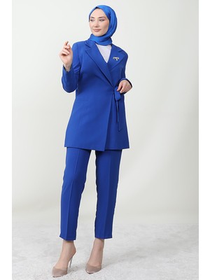 Giza Store Taşlı Broşürlü Takım Saks