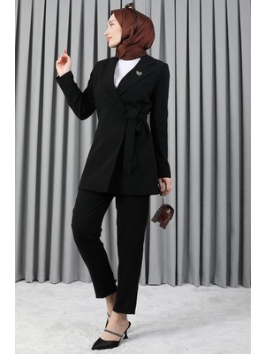 Giza Store Taşlı Broşürlü Takım Siyah