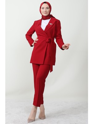 Giza Store Taşlı Broşürlü Takım Bordo