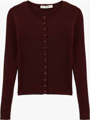 Koton Slim Fit Uzun Kollu Düğmeli Bisiklet Yaka Triko Hırka