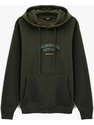 Koton Regular Fit Uzun Kollu Kanguru Cepli Baskılı Kapşonlu Sweatshirt