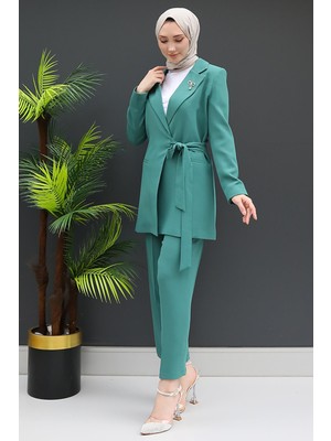 Giza Store Taşlı Broşürlü Takım Yeşil