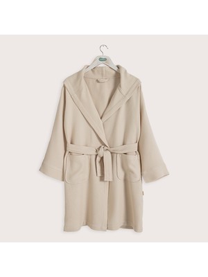 Chakra Lıttle Basıc Kapüşonlu Bornoz Bej