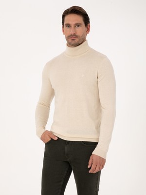 Cacharel Erkek Bej Slim Fit Pamuk Karışımlı Balıkçı Yaka Basic Triko Kazak 50318678-VR011