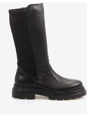 Kemal Tanca Hakiki Deri Kadın Siyah Günlük Çizme T800