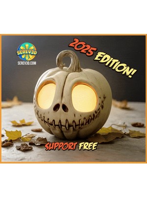 Noctabir Jack Skellington Balkabağı 2025 Baskısı - Cadılar Bayramı Fener Dekoru - Hayır 3D Baskıyı Destekler Stl/3mf