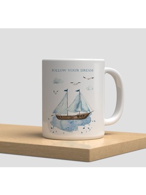 Hobi Shop Deniz Çapa Yelken Gemi Deniz Feneri Beyaz Kupa Bardak