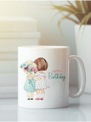 Hobi Shop Beyaz Kupa Bardak G152 Aşk Dostluk Arkadaşlık Sevgi Kardeşlik Doğum Günü