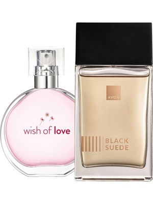 Avon Parfüm Seti Black Suede Erkek EDT ve Wish Of Love Kadın EDT 125 ml Hediye Paketi