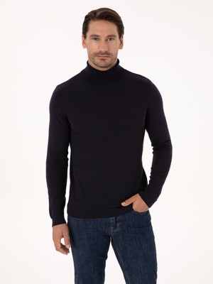 Cacharel Erkek Lacivert Slim Fit Pamuk Karışımlı Balıkçı Yaka Basic Triko Kazak 50318678-VR033