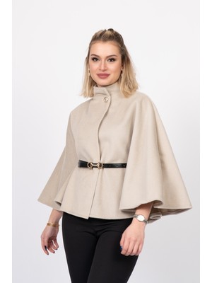 MissVina Dik Yaka Kemerli Kısa Panço 2620