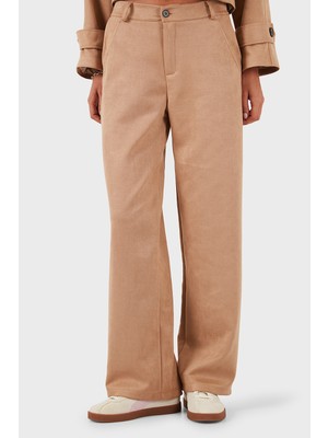 Via Dante Relaxed Fit Normal Gel Geniş Paça Süet Pantolon Bayan Pantolon 68672644SUEDE