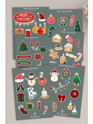 Tiny Stories TR Yılbaşı Temalı Sticker Seti - 6 Adet / Ajanda, Defter,bullet Journal,scrapbook