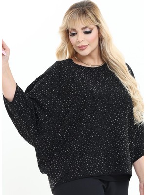 Ladies First  Büyük Beden 4023 Siyah Bluz+Bady Ikili Takım