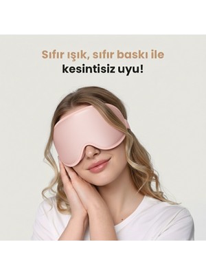 Viscoshy Pembe 3D Uyku Göz Bandı Gözlüğü, Göze Baskı Yapmaz,  Işığı %100 Engeller