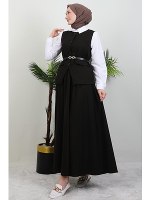 Giza Store Yelekli Etekli Takım Acı Kahve