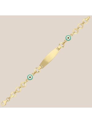 Altıntaş Mineli Nazar Boncuklu Altın Çocuk Künyesi