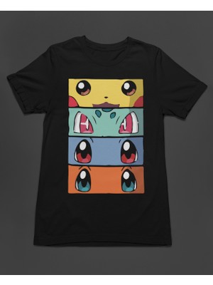 Bumeta Pokemon All Caracters Pikachu Bulbasaur Charizard Baskılı Unisex Tişört T-Shirt