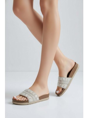 Konfores 2232-PIEN Anatomik Mantar Tabanlı Boncuklu Kadın Terlik - NKT02232-SEDEF-38