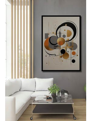 Teona Ahşap Çerçeve Görünümlü Retro Geometrik Soyut Ahşap Mdf Dekoratif Ev Duvar Tablo Dikdörtgen Ev Duvar Tablo