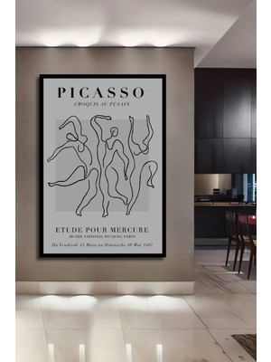 Teona Ahşap Çerçeve Görünümlü Picasso Soyut Sanat Dekoratif Ahşap Mdf Ev Duvar Tablo Dikdörtgen Ev Duvar Tablo