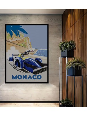 Teona Ahşap Çerçeve Görünümlü Monaco Yarış Temalı Dekoratif Ahşap Mdf Ev Duvar Tablo Dikdörtgen Ev Duvar Tablo