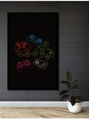 Teona Ahşap Çerçeve Görünümlü Renkli Oyun Konsolu Ahşap Mdf Dekoratif Ev Duvar Tablo Dikdörtgen Ev Duvar Tablo