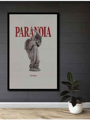 Teona Ahşap Çerçeve Görünümlü Melek Heykel Paranoia Ahşap Mdf Dekoratif Ev Duvar Tablo Dikdörtgen Ev Duvar Tablo