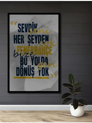 Teona Ahşap Çerçeve Görünümlü Sarı Lacivert Takım Taraftar Aşkı Ahşap Mdf Dekoratif Ev Duvar Tablo Dikdörtgen Ev