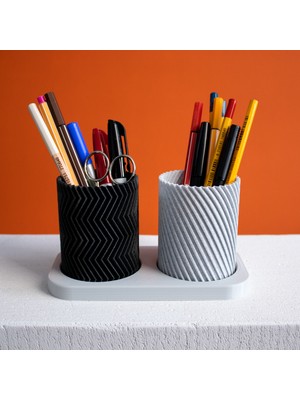 Noctabir Masa Düzenleyici Seti, Bükülmüş ve Zigzag Kalem Bardakları | Vazo Modu