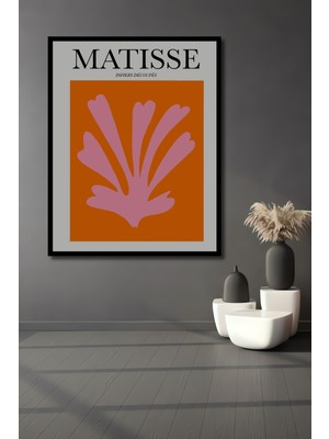 Teona Ahşap Çerçeve Görünümlü Matisse Pembe Turuncu Dekoratif Ahşap Mdf Ev Duvar Tablo Dikdörtgen Ev Duvar Tablo