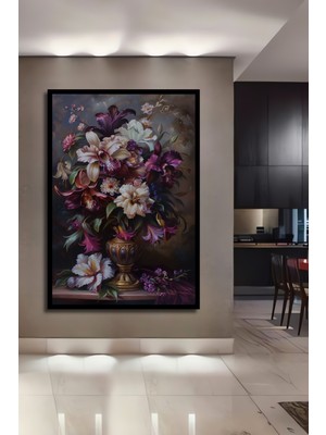 Teona Ahşap Çerçeve Görünümlü Renkli Çiçek Bahçesi Dekoratif Ahşap Mdf Ev Duvar Tablo Dikdörtgen Ev Duvar Tablo