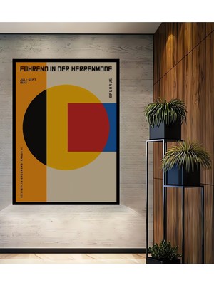Teona Ahşap Çerçeve Görünümlü Bauhaus Soyut Sanat Ahşap Mdf Dekoratif Ev Duvar Tablo Dikdörtgen Ev Duvar Tablo