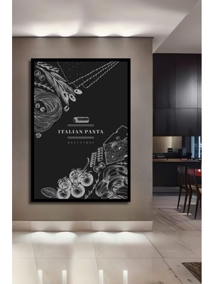 Teona Ahşap Çerçeve Görünümlü Italyan Makarna Sanatı Ahşap Mdf Dekoratif Tablo Dikdörtgen Tablo