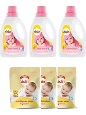 Çamaşır Yumuşatıcısı Bahar Ninnisi 1500 ml X3 + Dalin Granül Sabun Toz Deterjan 500 gr X3