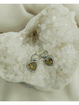 Küpe Zultanit Kalp 925 Ayar Gümüş Renk Değiştiren Sultanit Sallanır Küpe