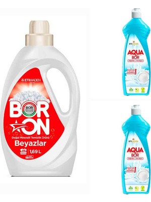 Eti Maden Boron Sıvı Deterjan Beyazlar Için 1,69 Litre 26 Yıkama+2 Adet Aquabor Bulaşık Deterjanı
