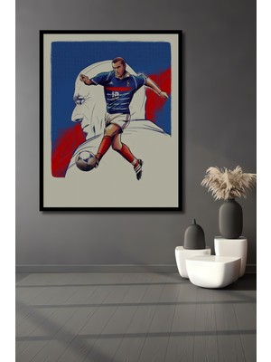 Teona Ahşap Çerçeve Görünümlü Zidane Futbol Sanatı Dekoratif Ahşap Mdf Ev Duvar Tablo Dikdörtgen Ev Duvar Tablo
